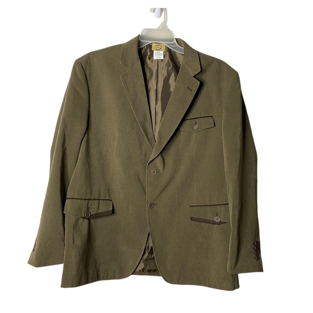 Haband Travelers Men's Corduroy Blazer Jacket Size XL Tan Brown 50R Two Button